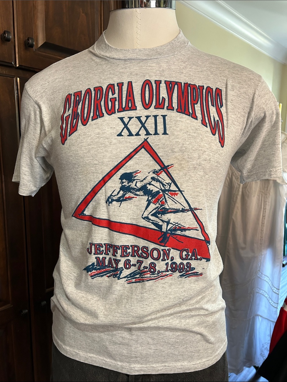 1998 Sz L Georgia Olympics XXII Graphic Tee - Light Gray